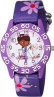 👧 disney girls doc mcstuffins purple nylon strap watch: stylish analog-quartz timepiece (model: wds000287) logo