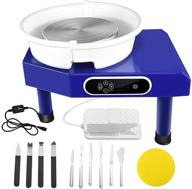 350w updated electric pottery wheel machine with touch screen lcd display, foot pedal, and removable basin - includes 11 pottery tools - ideal for ceramic art clay work (blue, 25cm) logo