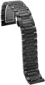 img 3 attached to 🔗 20mm 22mm Solid Black Silver Mesh 316L Stainless Steel Watch Band Strap Butterfly Clasp Replacement Bracelet