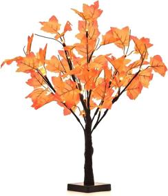 img 3 attached to Lvydec Lighted Artificial Fall Maple Tree, 23-Inch Battery Operated 🍁 Tabletop Autumn Tree for Home Festival Decoration with Warm White Light