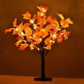 img 4 attached to Lvydec Lighted Artificial Fall Maple Tree, 23-Inch Battery Operated 🍁 Tabletop Autumn Tree for Home Festival Decoration with Warm White Light
