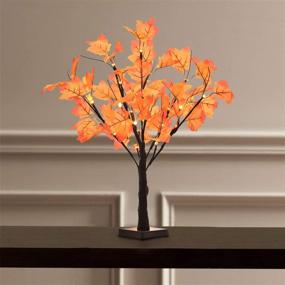img 2 attached to Lvydec Lighted Artificial Fall Maple Tree, 23-Inch Battery Operated 🍁 Tabletop Autumn Tree for Home Festival Decoration with Warm White Light
