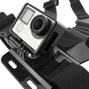 img 2 attached to 📸 GOHIGH Chest Mount Harness Elastic Camera Vest Strap with 3-Way Adjustable Base | Compatible with GoPro Hero 10/9/8/7/6/5/4/3/3+ Black/ Session/ Fusion, AKASO, Campark, DJI OSMO Action, YI 4K