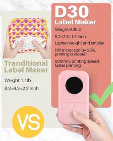 img 3 attached to 🏷️ Phomemo D30 Bluetooth Label Maker Machine - Portable Thermal Wireless Sticker Maker with 3 Roll Adhesive Labels - Easy to Use for Pricing, Labeling, and More - Kitchen Pink