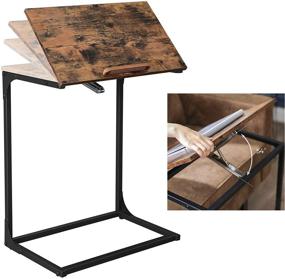 img 3 attached to 🪑 Industrial Style Rustic Brown and Black End Table, Laptop Table, Side Table with Tilting Top - VASAGLE ULNT057B01