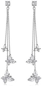 img 4 attached to 🦋 Crystal Butterfly Dangle Earrings with Tassel Accent - Tempting Style for Women and Girls