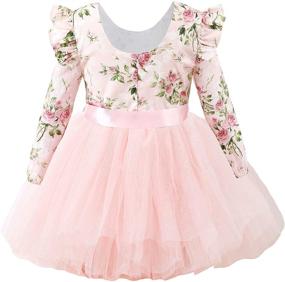 img 3 attached to Flofallzique Vintage Floral Long Sleeve Toddler Party Dress for Girls - Birthday Tulle Dress