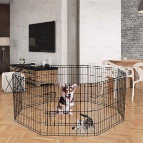 img 3 attached to 🐶 Puppy Pet Playpen 8 Panel 24 Inch: Indoor Outdoor Metal Portable Folding Animal Exercise Dog Fence - Ideal for Dogs, Cats, Rabbits, and Puppies