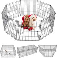 🐶 puppy pet playpen 8 panel 24 inch: indoor outdoor metal portable folding animal exercise dog fence - ideal for dogs, cats, rabbits, and puppies logo