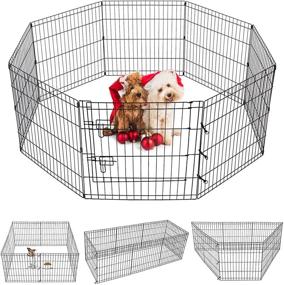 img 4 attached to 🐶 Puppy Pet Playpen 8 Panel 24 Inch: Indoor Outdoor Metal Portable Folding Animal Exercise Dog Fence - Ideal for Dogs, Cats, Rabbits, and Puppies