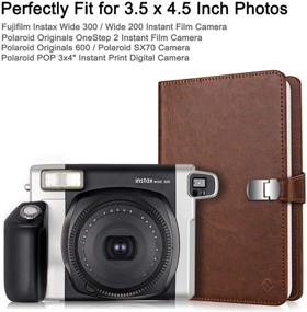 img 3 attached to Фотоальбом Fintie винтажного коричневого цвета - 64 кармана (застежка-кнопка) для Fujifilm Instax Wide 300, Polaroid OneStep 2, POP, камера Originals 600 с пленкой размером 3,5x4,5 дюйма.