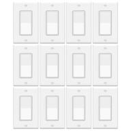 🔌 12-pack - electeck single pole rocker light switch, 15a 120/277v, with wall plate - ul certified, white логотип