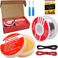 60-40 tin lead rosin core solder wire and flux kit 🔌 - 0.6mm, 50g: ideal for pcb electrical soldering and diy projects from plusivo логотип