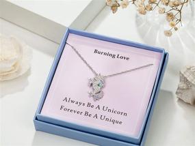 img 3 attached to Burning Love Unicorn Necklace: Sparkling Sterling Silver Unicorn Jewelry for Girls & Women, Perfect Birthday Gift with Cubic Zirconia Pendant