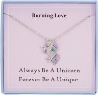 burning love unicorn necklace: sparkling sterling silver unicorn jewelry for girls & women, perfect birthday gift with cubic zirconia pendant logo