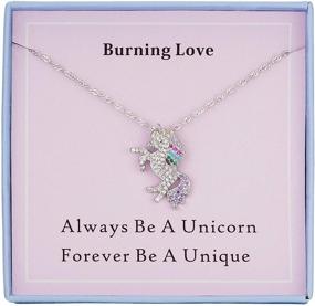 img 4 attached to Burning Love Unicorn Necklace: Sparkling Sterling Silver Unicorn Jewelry for Girls & Women, Perfect Birthday Gift with Cubic Zirconia Pendant