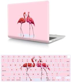 img 4 attached to HRH 2 In 1 Flamingo Couple PC Plastic Hard Case Cover And Silicone Keyboard Cover For MacBook New Air 13&#34