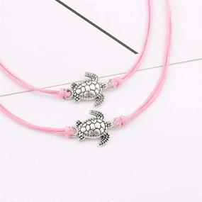 img 3 attached to 🐢 2-Piece Sea Turtle Bracelet Set for Teen Girls, Women - Best Friend, Adjustable String Bracelets - Mother Daughter Friendship Jewelry - Perfect Gifts