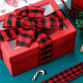 img 2 attached to 🎀 3 Rolls Red Black Plaid Burlap Ribbon - Buffalo Plaid Wired Ribbon for DIY Wrapping, Crafts Decoration, Floral Bows Craft - Christmas Theme