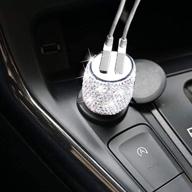 🚗 dual usb car charger with handmade rhinestones crystal, fast charging car decorations for iphone, ipad pro/air 2/mini, samsung galaxy note9/8/s9/s9+, lg, nexus, htc, and more logo