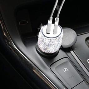 img 4 attached to 🚗 Dual USB Car Charger with Handmade Rhinestones Crystal, Fast Charging Car Decorations for iPhone, iPad Pro/Air 2/Mini, Samsung Galaxy Note9/8/S9/S9+, LG, Nexus, HTC, and More