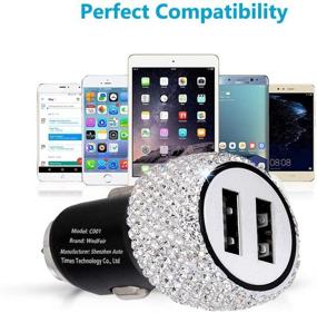 img 1 attached to 🚗 Dual USB Car Charger with Handmade Rhinestones Crystal, Fast Charging Car Decorations for iPhone, iPad Pro/Air 2/Mini, Samsung Galaxy Note9/8/S9/S9+, LG, Nexus, HTC, and More