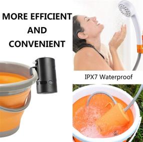 img 3 attached to 🚿 Portable Outdoor Shower with 2 Flow Modes, 4400mAh Battery Powered Shower Pump for Hiking/Backpacking, Travel, Beach, Pet, Flowering – IPX7 Waterproof & USB Rechargeable Camping Shower with 3 LED Lights…