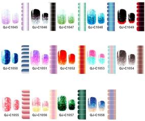 img 3 attached to 💅 Glitter Gradient Color Shine Nail Stickers - 14 Sheets | Adhesive Full Nail Wraps | DIY Nail Design | Nail Art Polish Strips Stickers Decals