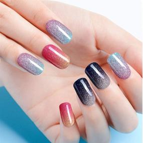 img 2 attached to 💅 Glitter Gradient Color Shine Nail Stickers - 14 Sheets | Adhesive Full Nail Wraps | DIY Nail Design | Nail Art Polish Strips Stickers Decals