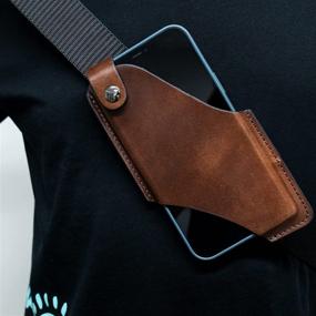 img 2 attached to 📱 GentleStache Leather Phone Holster Belt Loop | Cell Phone Holder & Belt Pouch with Magnetic Button (Mixbrown)