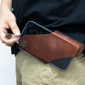 img 3 attached to 📱 GentleStache Leather Phone Holster Belt Loop | Cell Phone Holder & Belt Pouch with Magnetic Button (Mixbrown)