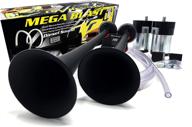 mega blast air horns: ultra-loud black air horns for trucks, cars, suvs - train sound guaranteed logo