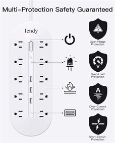 img 3 attached to 💡 Високопродуктивна удлинительная розетка: 10-розеточный адаптер с 3 портами USB, улучшенным 2-штырьковым на 3-штырьковый удлинительным кабелем, длиной 6,6 фута, возможностью зарядки USB 5V 3,4A, современной защитой от перенапряжения для 2-штырьковых вилок