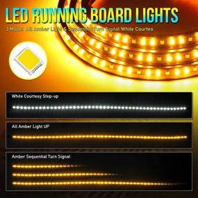 img 3 attached to Amber Side Marker Kit: Truck LED Running Board Lights with Extended Crew Cab, White Courtesy Lights – 2pc 48Inch 144 Led Bar Bed Light Switchback Underglow Strip for Pickup Trucks SUV Car Work (48Inch Board)