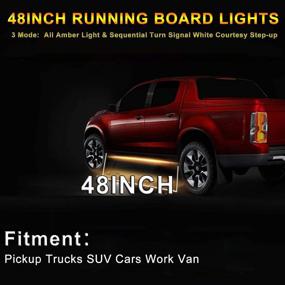 img 2 attached to Amber Side Marker Kit: Truck LED Running Board Lights with Extended Crew Cab, White Courtesy Lights – 2pc 48Inch 144 Led Bar Bed Light Switchback Underglow Strip for Pickup Trucks SUV Car Work (48Inch Board)