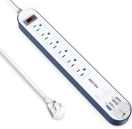 bestek surge protector power strip with quick charge 3.0, 15a 125v 6-outlet, 5v 6a 4 smart usb ports, 6ft long bars heavy duty extension cords, 500j, fcc etl listed logo