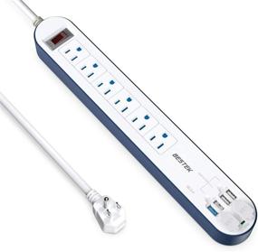 img 4 attached to BESTEK Surge Protector Power Strip with Quick Charge 3.0, 15A 125V 6-Outlet, 5V 6A 4 Smart USB Ports, 6Ft Long Bars Heavy Duty Extension Cords, 500J, FCC ETL Listed