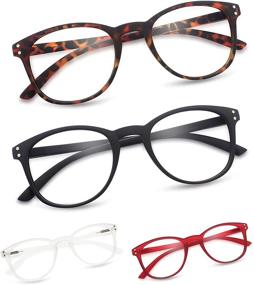 img 4 attached to Blue Light Blocking Readers for Women and Men - Comfortable 4 Pack with Soft Surface, Stylish Design, Anti Eye Strain - Black, Demi Clear, Red - 2.0 Magnification