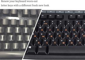 img 1 attached to 🔳 Large Black Background with Orange Lettering Universal Russian Keyboard Stickers - Replacement Full Keyboard Stickers for Laptop, PC, Computer, Notebook, Desktop Keyboards