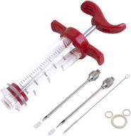 🔥 1-oz red plastic marinade injector syringe with screw-on meat needle for bbq grill - ofargo, includes recipe e-book (downloadable pdf) logo