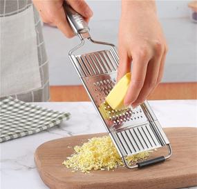 img 1 attached to 5-Piece Stainless Steel Grater Set for Cheese, Fruits, and Chocolate - Includes Vegetable Slicer and Protective Glove