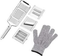 5-piece stainless steel grater set for cheese, fruits, and chocolate - includes vegetable slicer and protective glove logo