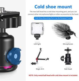 img 3 attached to 📸 Neewer Ball Head Tripod Mount with Cold Shoe Mic/Light Mount, 360° Rotating Panoramic Ball Head + Quick Release Plate, for Tripod, Monopod, DSLRs, Slider, Supports up to 17.6lbs/8kg