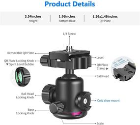 img 2 attached to 📸 Neewer Ball Head Tripod Mount with Cold Shoe Mic/Light Mount, 360° Rotating Panoramic Ball Head + Quick Release Plate, for Tripod, Monopod, DSLRs, Slider, Supports up to 17.6lbs/8kg