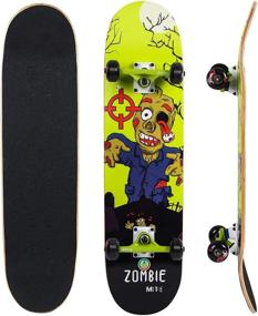 img 4 attached to 🛹 High-Quality Skateboards for Kids Boys Girls Youths, 9 Layer Canadian Maple Double Kick Concave, Complete 31"x8" Skateboards - Ideal for Beginners & Pro Riders