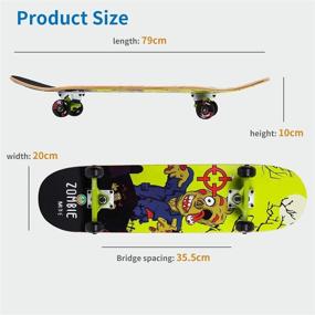 img 2 attached to 🛹 High-Quality Skateboards for Kids Boys Girls Youths, 9 Layer Canadian Maple Double Kick Concave, Complete 31"x8" Skateboards - Ideal for Beginners & Pro Riders