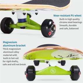 img 3 attached to 🛹 High-Quality Skateboards for Kids Boys Girls Youths, 9 Layer Canadian Maple Double Kick Concave, Complete 31"x8" Skateboards - Ideal for Beginners & Pro Riders