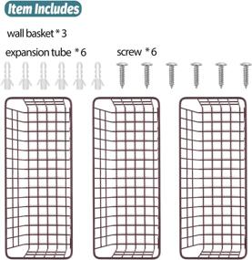 img 1 attached to 🔗 Средний набор стильных подвесных корзин в рустикальном стиле для хранения - прочные стальные корзины, настенный металлический органайзер для кухонных и ванной комнаты аксессуаров, коричневый.