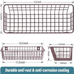 img 2 attached to 🔗 Средний набор стильных подвесных корзин в рустикальном стиле для хранения - прочные стальные корзины, настенный металлический органайзер для кухонных и ванной комнаты аксессуаров, коричневый.