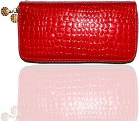 img 4 attached to Drip Women's Wristlet Wallet Clutch Purse: Carter Leatherworks PU Alligator, Dual Zippers & High Gloss Finish